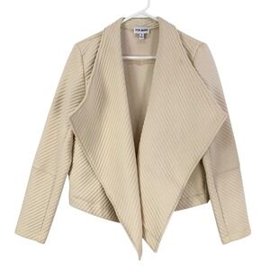 Steve Madden Womens Beige Waterfall Collar Textured Knit Cardigan Sweater Size S